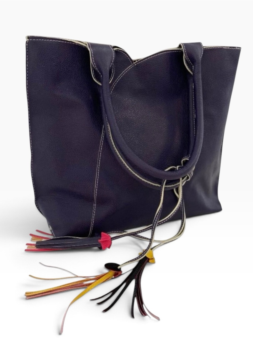 Mellow World Itzel Purple Vegan Leather Tote Resort Cruise Travel Tassel Bag